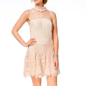 Nanette Lepore Bella Donna embroidery illusion neckline Balletcore minidress